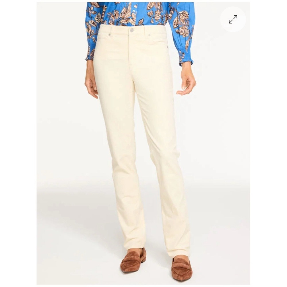 TALBOTS Straight Leg Stretch Corduroy Pants Size 6 Cream NEW Casual Fall Basic
